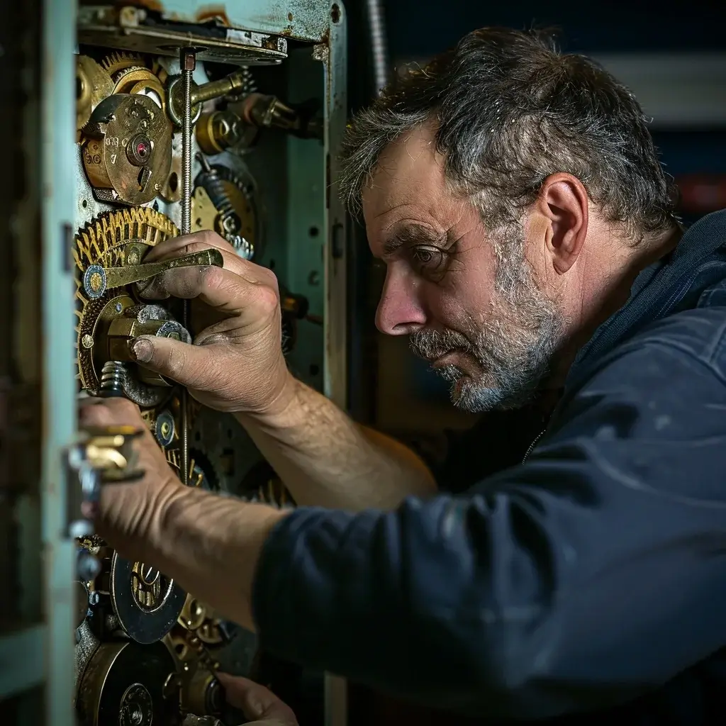 Der Schlosser von Schlüsseldienst Leipzig repariert einen Tresor